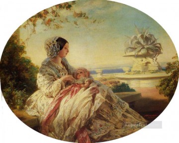  royalty Oil Painting - Queen Victoria with Prince Arthur royalty portrait Franz Xaver Winterhalter